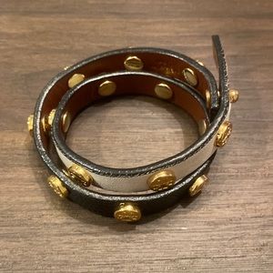 Tory Burch double leather wrap bracelet